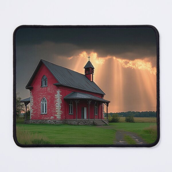 Item preview, Red Country Chapel Under Storm Light designed and sold by DukaveArt .