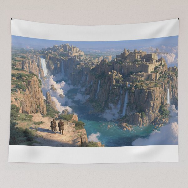 Item preview, Two Travelers Approaching Ancient Cliff City designed and sold by DukaveArt .