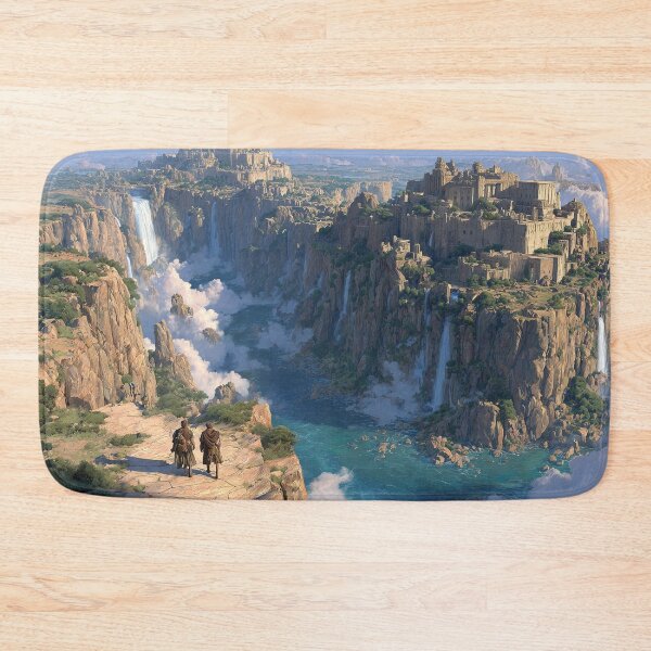 Item preview, Two Travelers Approaching Ancient Cliff City designed and sold by DukaveArt .