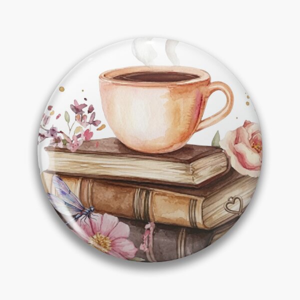 Item preview, Cozy Books and Morning Coffee Watercolor designed and sold by sanorastyle.