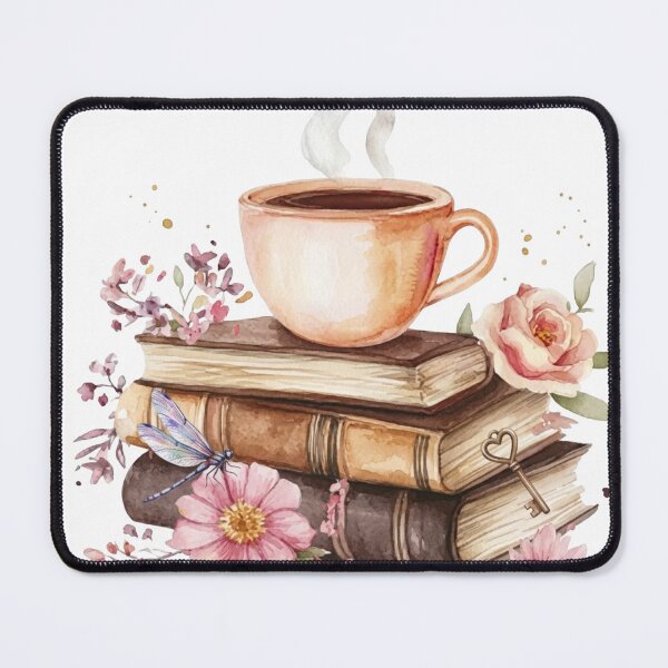Item preview, Cozy Books and Morning Coffee Watercolor designed and sold by sanorastyle.