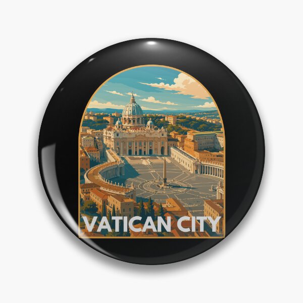 Item preview, Vatican City, Retro Art Travel Landscape Badge designed and sold by MaateoDesign.