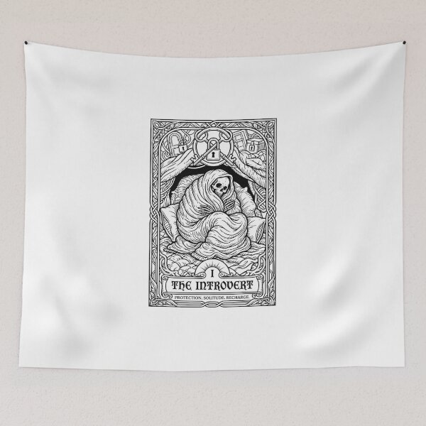 Item preview, The Introvert Tarot Card Funny Skeleton Gothic Blanket T-Shirt designed and sold by AlexNik.