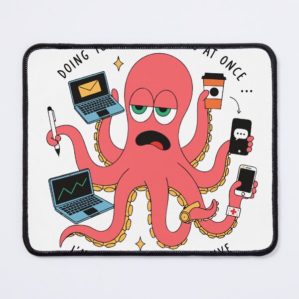 Item preview, Overworked Coffee Octopus Sticker designed and sold by inkfusionhub99.