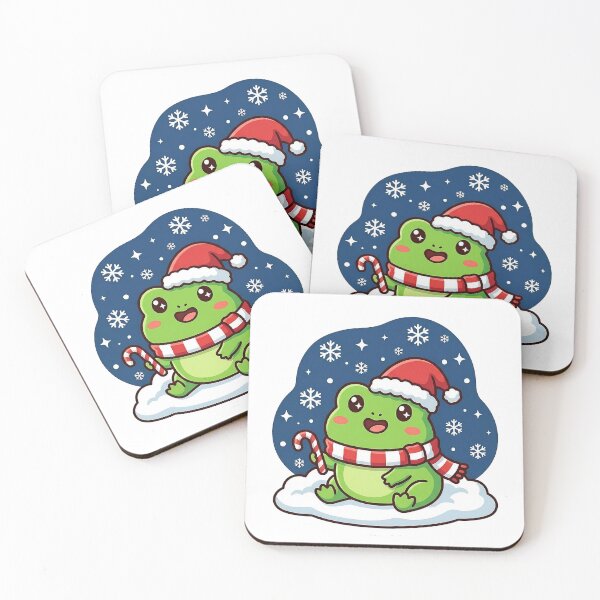 Item preview, Cute Christmas Frog with Santa Hat and Candy Cane | Kawaii Winter Frog Sticker Art | Holiday Frog Illustration | Christmas Frog Print designed and sold by NeonKawaiiCo.
