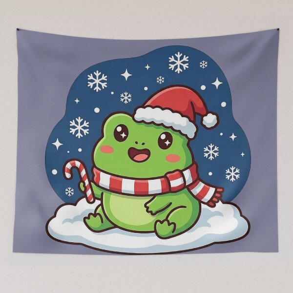 Item preview, Cute Christmas Frog with Santa Hat and Candy Cane | Kawaii Winter Frog Sticker Art | Holiday Frog Illustration | Christmas Frog Print designed and sold by NeonKawaiiCo.