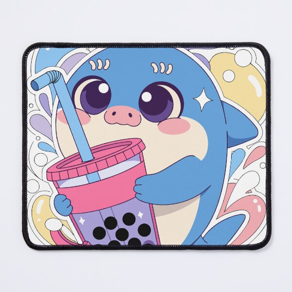 Item preview, Kawaii Shark With Boba Sticker designed and sold by inkfusionhub99.