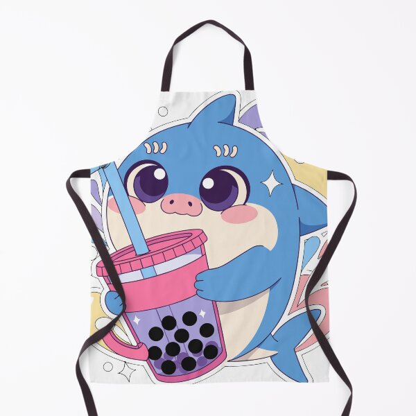 Item preview, Kawaii Shark With Boba Sticker designed and sold by inkfusionhub99.