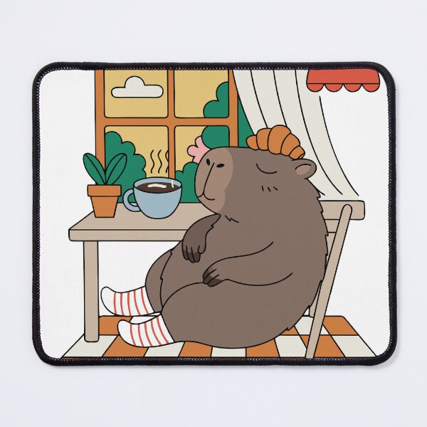 Item preview, Sleepy Capybara Cafe Sticker designed and sold by inkfusionhub99.