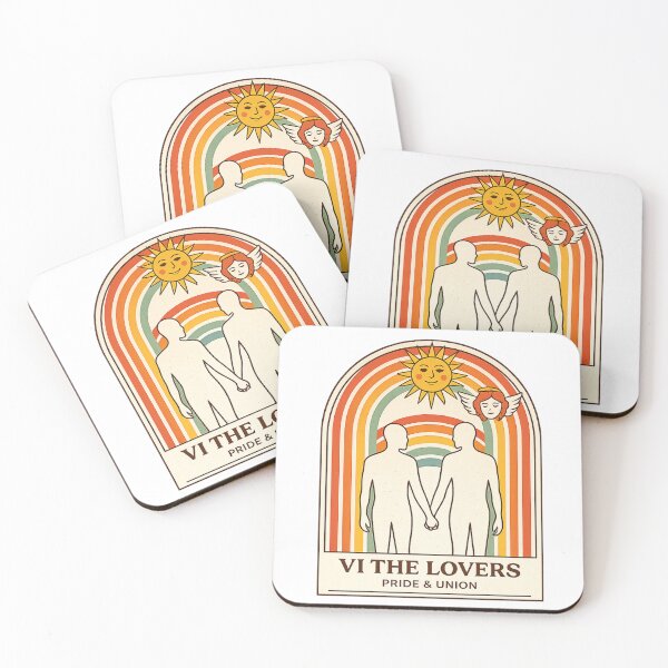 Item preview, The Lovers Pride & Union Retro Tarot Card LGBTQ Love T-Shirt designed and sold by Fangtasia77.