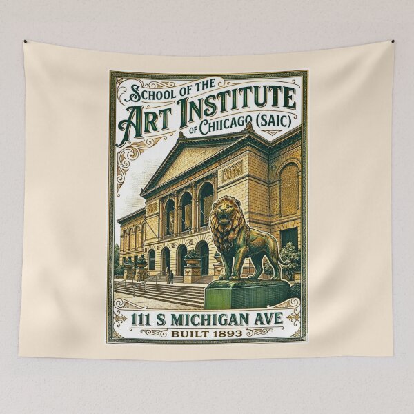 Item preview, Vintage Chicago Art Institute Lithograph and Guardian Lion designed and sold by EvergreenPark - Tee Studio.