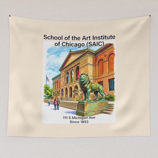 Item preview, Art Institute of Chicago Building Watercolor Lion Illustration designed and sold by EvergreenPark - Tee Studio.
