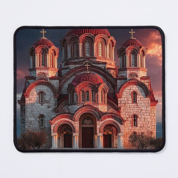 Item preview, Byzantine Orthodox Church at Crimson Sunset designed and sold by DukaveArt .