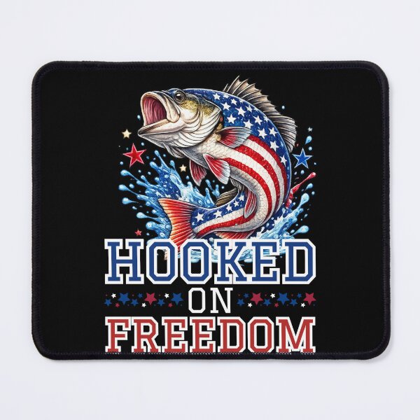 Item preview, Hooked On Freedom Bass Fishing Patriotic American Flag Fisherman Gift Design designed and sold by Printlytee.