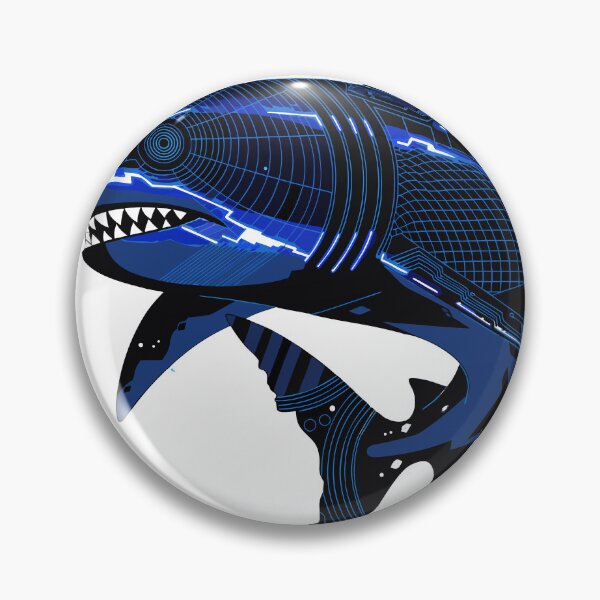 Item preview, Futuristic Shark Cyber Ocean Sticker designed and sold by inkfusionhub99.