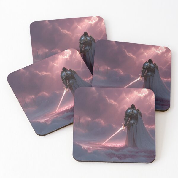 Item preview,  Lone Knight With Glowing Sword Above the Clouds designed and sold by DukaveArt .