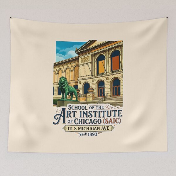 Item preview, Vintage Chicago Art Institute and Bronze Lion Lithograph designed and sold by EvergreenPark - Tee Studio.