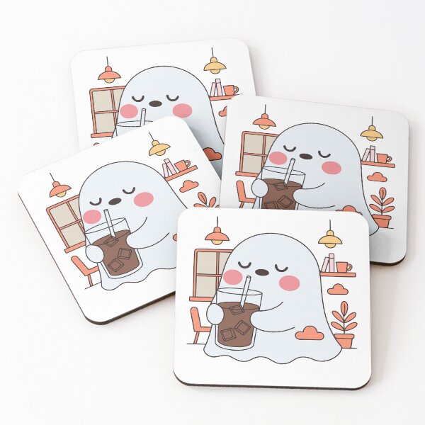 Item preview, Cute Ghost Coffee Aesthetic Sticker designed and sold by inkfusionhub99.