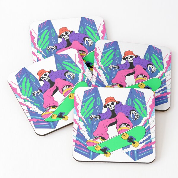 Item preview, Neon Skeleton Skateboard Sticker designed and sold by inkfusionhub99.