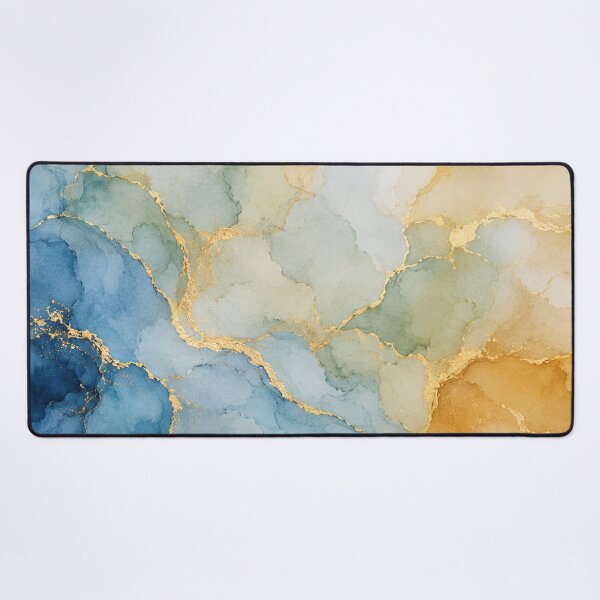 Item preview, Blue and Gold Marble Liquid Ink Flow designed and sold by Owcomm.
