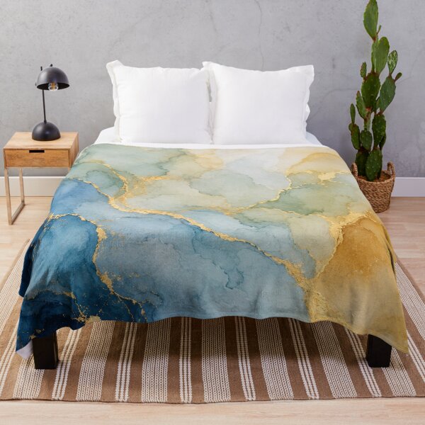 Item preview, Blue and Gold Marble Liquid Ink Flow designed and sold by Owcomm.