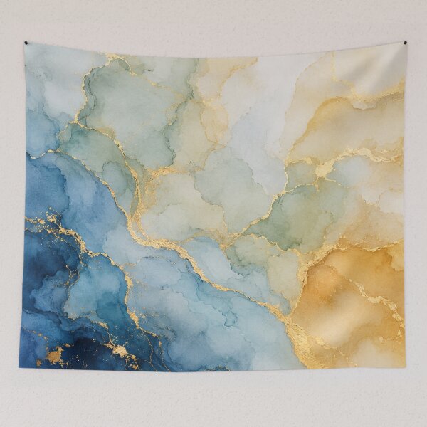 Item preview, Blue and Gold Marble Liquid Ink Flow designed and sold by Owcomm.