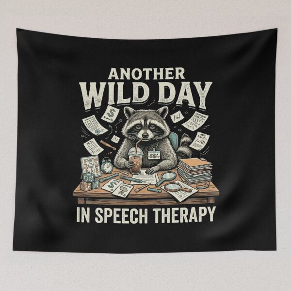 Item preview, Funny Raccoon Speech Therapy Wild Day In Therapy Office SLP Desk Life Chaotic Therapy Session Vintage Animal designed and sold by bilal sibgui.