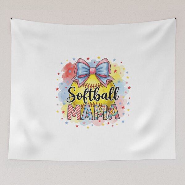 Item preview, Softball Bow Design – Cute Colorful Softball Girl Game Day Graphic designed and sold by DoodloraStudio.