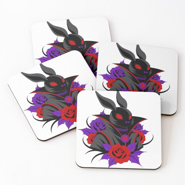 Item preview, Gothic Black Bunny Neon Roses Sticker designed and sold by inkfusionhub99.