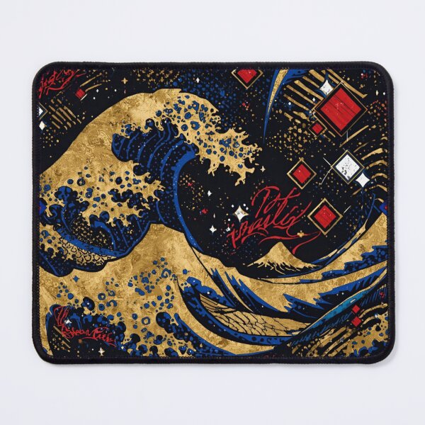 Item preview, Golden Japanese Wave Pattern – Great Wave Inspired designed and sold by GuffyGlowVault.