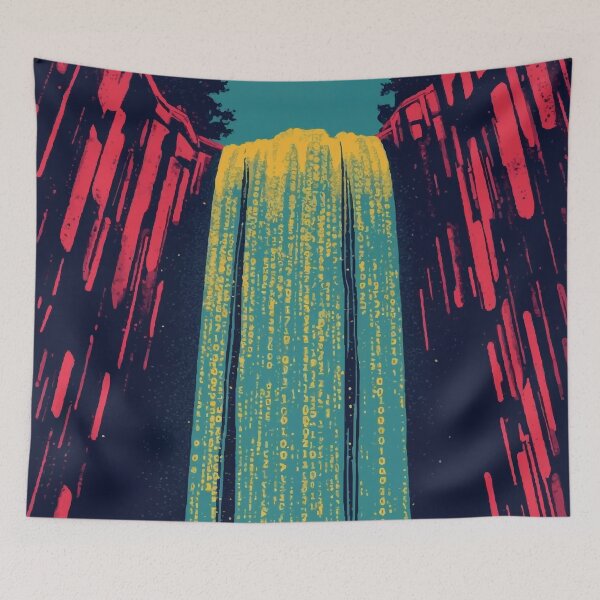Item preview, Waterfall of Binary Code designed and sold by AbstractAnom.
