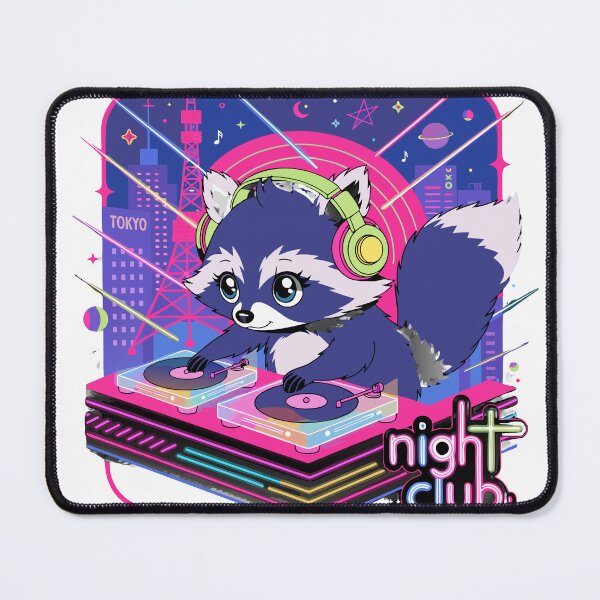 Item preview, Cute Raccoon DJ Neon Sticker Design designed and sold by inkfusionhub99.