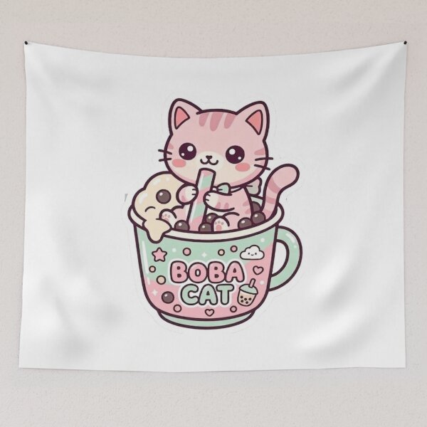 Item preview, Boba Cat — Cute Kawaii Bubble Tea Kitten designed and sold by TheArtPoint.