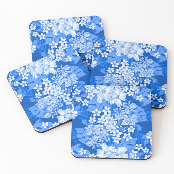 Item preview, Blue And White Hawaiian Floral And Leaf Pattern designed and sold by DEC02.
