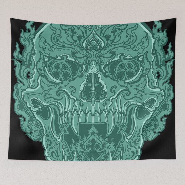 Item preview, Green skull designed and sold by TidalTattoo.