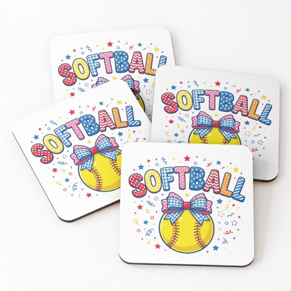 Item preview, Softball Bow Design – Cute Colorful Softball Girl Game Day Graphic designed and sold by DoodloraStudio.