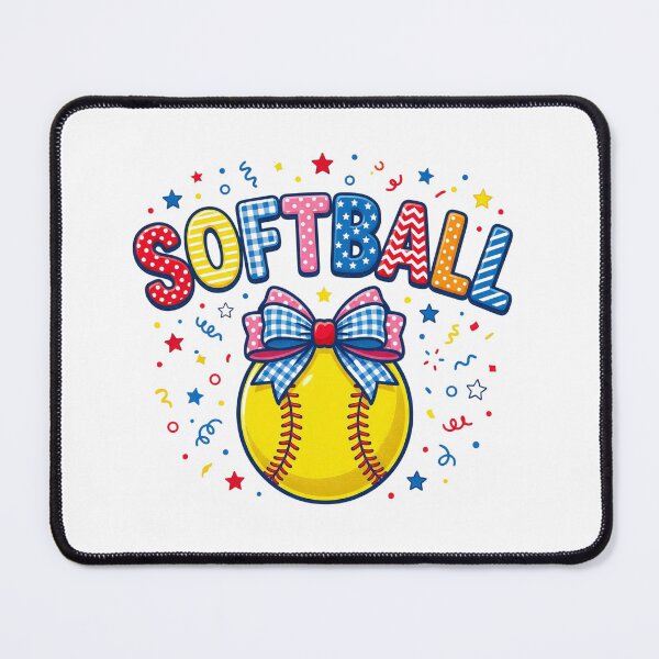 Item preview, Softball Bow Design – Cute Colorful Softball Girl Game Day Graphic designed and sold by DoodloraStudio.
