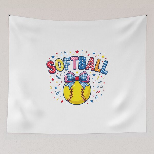 Item preview, Softball Bow Design – Cute Colorful Softball Girl Game Day Graphic designed and sold by DoodloraStudio.