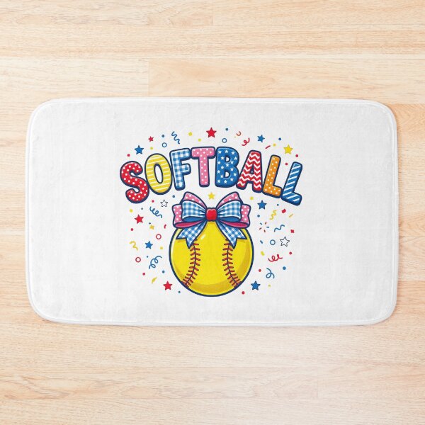 Item preview, Softball Bow Design – Cute Colorful Softball Girl Game Day Graphic designed and sold by DoodloraStudio.
