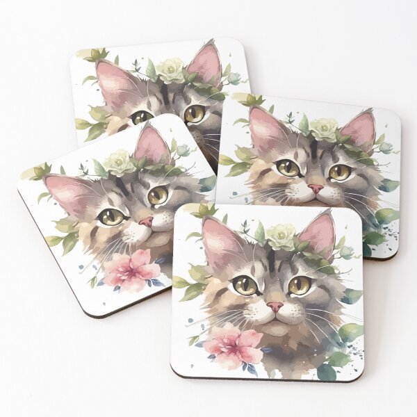 Item preview, Watercolor Floral Cat  designed and sold by daenarys123.