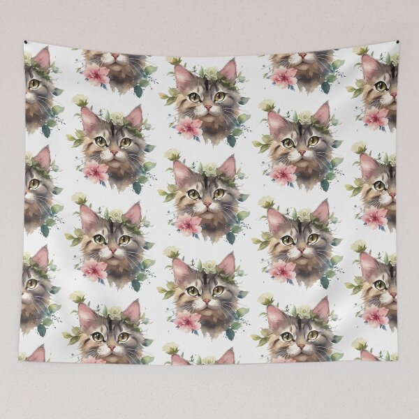 Item preview, Watercolor Floral Cat  designed and sold by daenarys123.