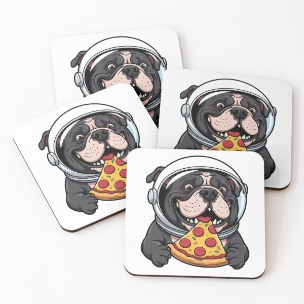 Item preview, Funny Bulldog Astronaut Eating Space Pizza Cartoon designed and sold by M.Store.
