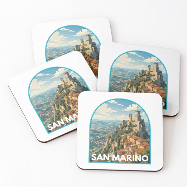 Item preview, San Marino, Retro Art Travel Landscape Badge designed and sold by MaateoDesign.
