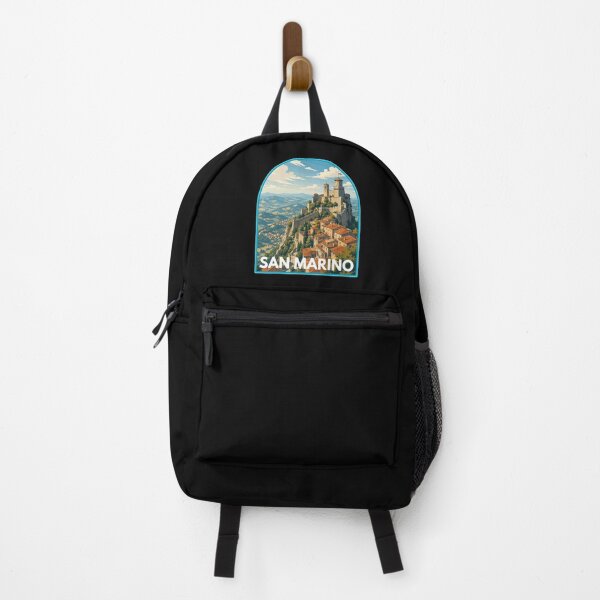 Item preview, San Marino, Retro Art Travel Landscape Badge designed and sold by MaateoDesign.