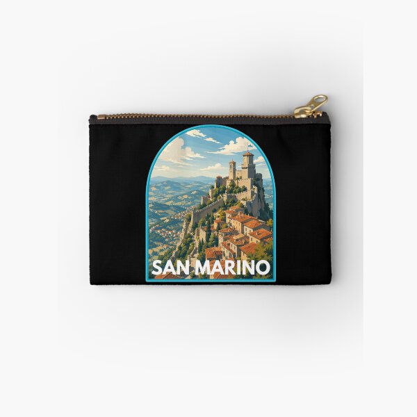 Item preview, San Marino, Retro Art Travel Landscape Badge designed and sold by MaateoDesign.