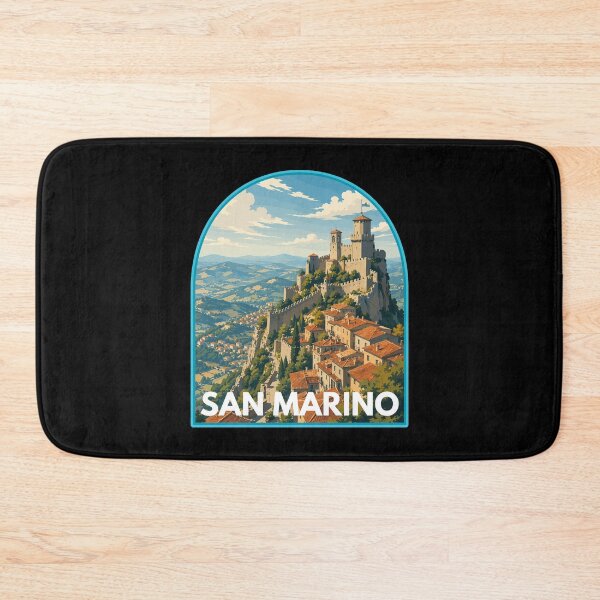 Item preview, San Marino, Retro Art Travel Landscape Badge designed and sold by MaateoDesign.