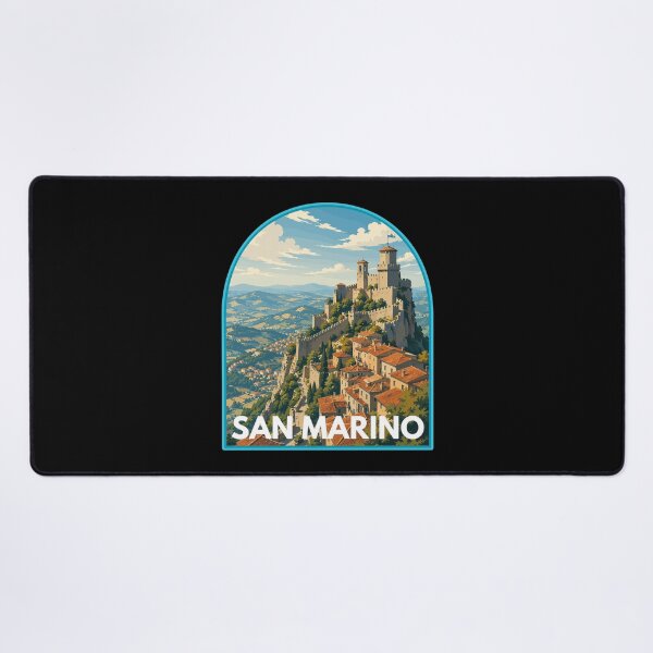 Item preview, San Marino, Retro Art Travel Landscape Badge designed and sold by MaateoDesign.