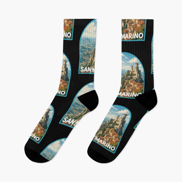 Item preview, San Marino, Retro Art Travel Landscape Badge designed and sold by MaateoDesign.