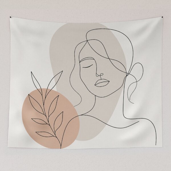 Item preview, Minimalist Line Art Portrait with Botanical Element designed and sold by Owcomm.