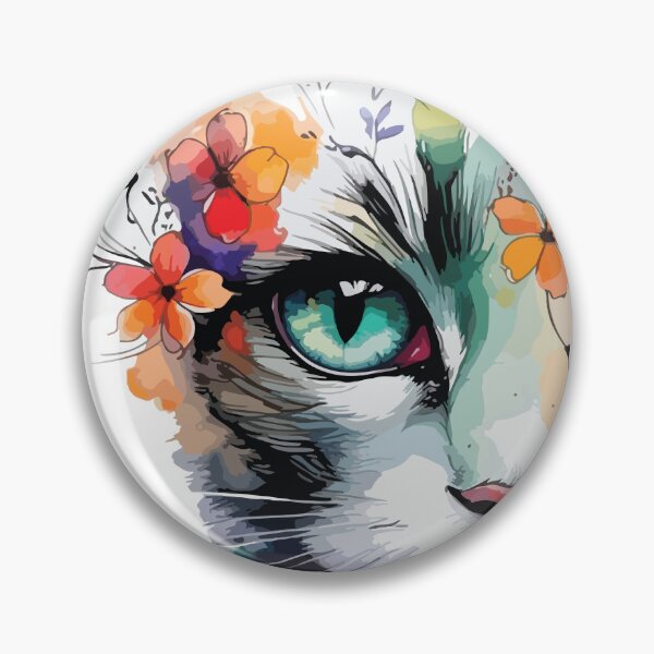 Artikelvorschau, Aquarell-Blumenkatze entworfen und verkauft von daenarys123.